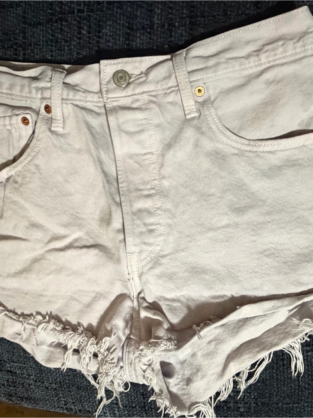 Women's Light Purple Frayed Hem Denim Shorts